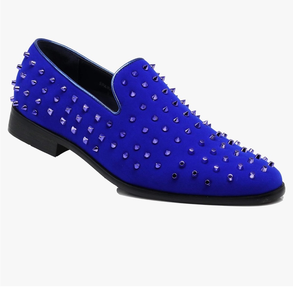 NWT Enzo Romeo Mens Blue Vintage Velvet Rhinestone Slip-On Loafer